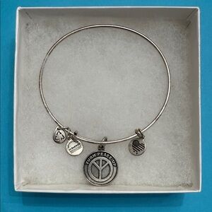 Alex and Ani Turn Peace Up Charm Bangle Bracelet in Rafaelian Silver